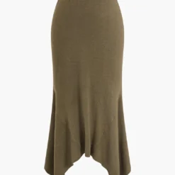 Solid Sweater Asymmetrical Skirt