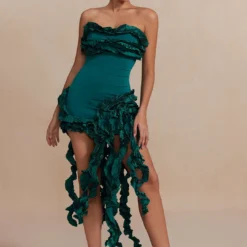 Ruffled Fringe Strapless Midi Dress -Women's Clothing Store 123e052f dedc 4b67 9eed 86c0f4143aae