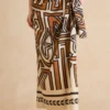 Abstract Geometric Bohemian Print Ruched Tie Front Twist Knot Zipper Skirt