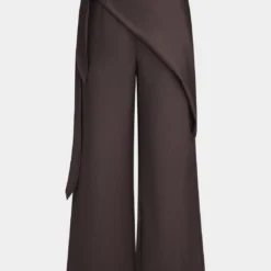 Asymmetrical Zipper Strappy Wide Leg Trousers