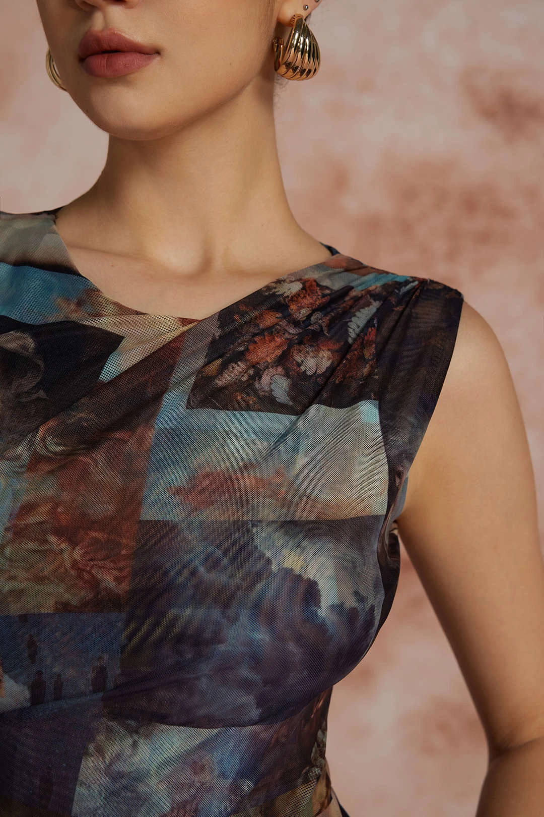 Renaissance Print Sleeveless Mesh Bodysuit 6 Renaissance Print Sleeveless Mesh Bodysuit - Image 6