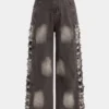 Denim Distressed Hollow Out Jeans