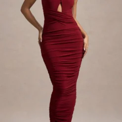 Cut Out Sleeveless Ruched Maxi Dress