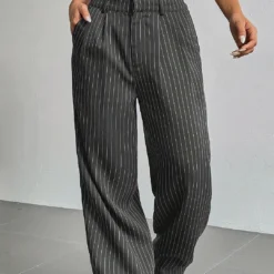Stripes Print High Waist Trousers