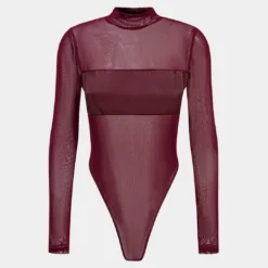 Faux Leather Patchwork Long Sleeve Bodysuit