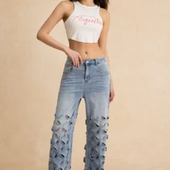 Ripped Cut Out Button Pocket Wide Leg Jeans -Women's Clothing Store 165b51e7 9c79 442d b003 43ce8e3319af