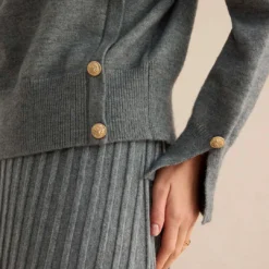 Knit Asymmetrical Button Long-Sleeve Top -Women's Clothing Store 1661227e 4b77 498c a994 15462907a1f0