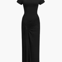 Solid Asymmetrical Knot Maxi Dress -Women's Clothing Store 170d699e 32a9 4b56 91c2 318cfe51f11e