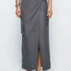 Tie Wrap Split Midi Skirt
