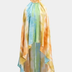 Abstract Print Tie Front Backless Tank Top