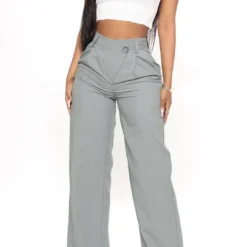 Asymmetric Waist Ruched Straight Leg Pants -Women's Clothing Store 1818f27a 286d 4f34 8dbc 270e472b9f55