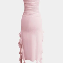 Solid Ruffle Hem Ruched Tube Maxi Dress -Women's Clothing Store 184a5228 3e12 4192 826b 3ed877b3d08a