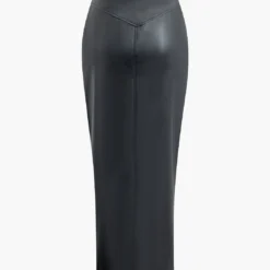 Faux Leather Zip Up Maxi Skirt -Women's Clothing Store 1858cd63 04c0 4928 8e04 f62c72d20d36