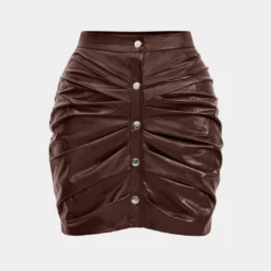 Faux Leather Ruched Skirt -Women's Clothing Store 18b62257 9eef 4e8a 9c6a befdd9837049