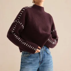 Contrast Sweater Long-Sleeve Top