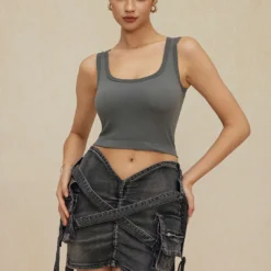 V-waist Buckle Flap Pocket Denim Cargo Skirt -Women's Clothing Store 18fa91fb 62d8 4778 810a 6b26656462c3