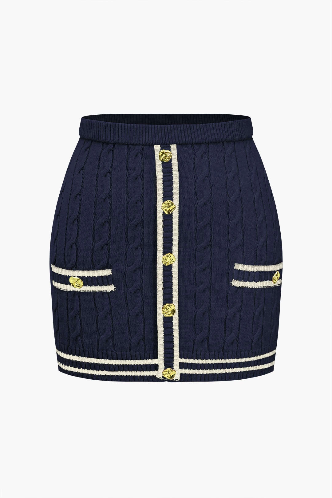 Color Block Print Knit Button Skirt 9 Color Block Print Knit Button Skirt - Image 9