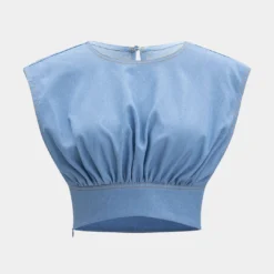 Denim Ruched Tank Top And Zipper Detail Shorts Set -Women's Clothing Store 19e5b20f 480c 4b16 aa98 d9ddf3fc540f