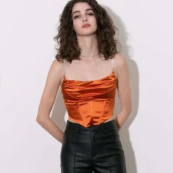 Satin Draped Corset Top -Women's Clothing Store 1a6a6c50 61eb 4488 a7df a69945533aab