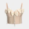 Rhinestone Fringe Bow Chain Corset Bustier Cami Top