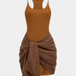 Tie Front Ruched Metallic Chain Patchwork Sleeveless Mini Dress -Women's Clothing Store 1bd4458e 4e40 4491 8f78 289536cce894