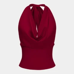 Satin Halter Neck Tie-Up Backless Cowl Neck Tank Top -Women's Clothing Store 1c2bbb5a 1f37 4eec ac41 d0d39c8cf9a0