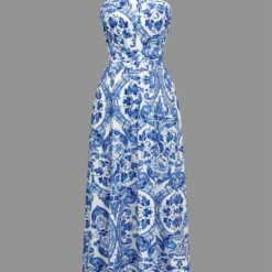 Baroque Print Cross Cut Out Maxi Dress