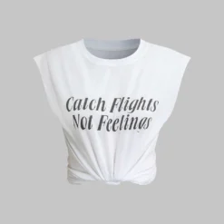 Letter Print Sleeveless T-shirt