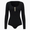 Knit Button Long Sleeve Bodysuit
