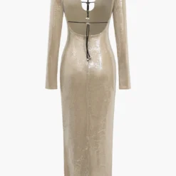 Backless Drawstring Sequin Midi Dress -Women's Clothing Store 1e5200db 557c 48b3 be8e 8939480b6279