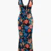 Floral Print Lace Trim V-neck Maxi Dress