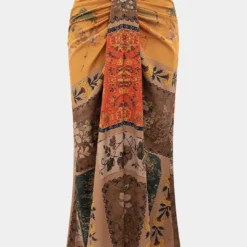 Floral Print Ruched Skirt