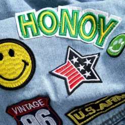 Denim Appliques Button Flap Pocket Long Sleeve Outerwear -Women's Clothing Store 1f6028e4 a243 4d23 b6a2 b7ac80cec94c