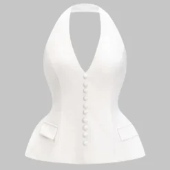 Linen Button Halter Neck Backless Pocket Tank Top -Women's Clothing Store 1fb90807 9546 4601 a84d 95ef5e6a127c