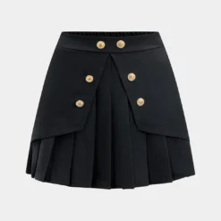 Metallic Decor Pleated Skirt