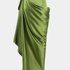 Satin Asymmetrical Ruched Tie Knot Zipper Skirt -Women's Clothing Store 20a57257 cb3d 452c a1e6 ca160ae2a4a4