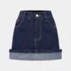 Denim Cuffed Mini Skirt