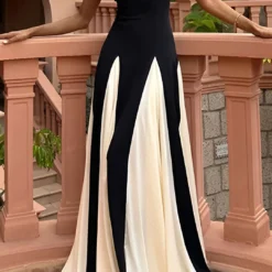 Patchwork Spaghetti Strap Maxi Dress