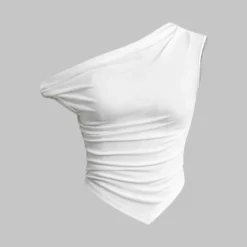 Basic Asymmetrical Twist Ruched T-shirt