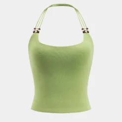 Beaded Halter Neck Backless Cami Top