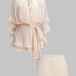 Chiffon Pleated Ruffle Long Sleeve Mini Dress -Women's Clothing Store 2476a7e8 6612 420c 821a 2fe2c5322484