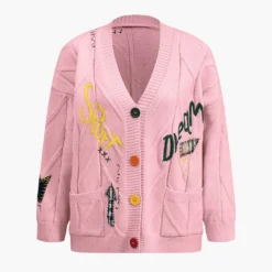 Letter Embroidery Sweater Cardigan -Women's Clothing Store 24b3a634 fe54 4164 a426 e20a1cb992e5