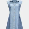 Denim Patchwork Button Dress