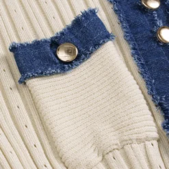 Denim Patchwork Metallic Button Short Sleeve Maxi Dress -Women's Clothing Store 260d8242 4df6 45bd 9ad4 fa21a56ca55d