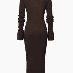 Shell Sleeve Ribbed Buttons Down Maxi Dress -Women's Clothing Store 2673585a c833 459b 85f4 873a23148212