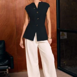 Zipper Detail High Waist Trousers -Women's Clothing Store 26c1fa55 12a9 4e57 bc0f 8e705071d19e