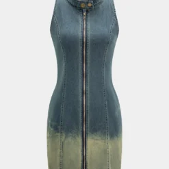 Denim Zipper Tank Sleeveless Dress