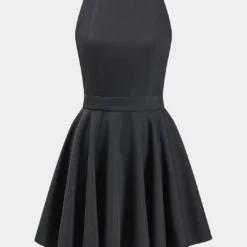 Zipper Tie-Up Backless Mini Dress