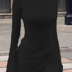 Solid Ruffle Ruched Twist Long Sleeve Mini Dress -Women's Clothing Store 28261894 41e2 40d4 bc72 81309e5996d7 scaled