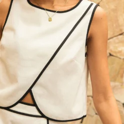 Linen Contrast Binding Asymmetrical Tank Top -Women's Clothing Store 283e9e86 957a 4deb bf04 a1d1af25eaf3